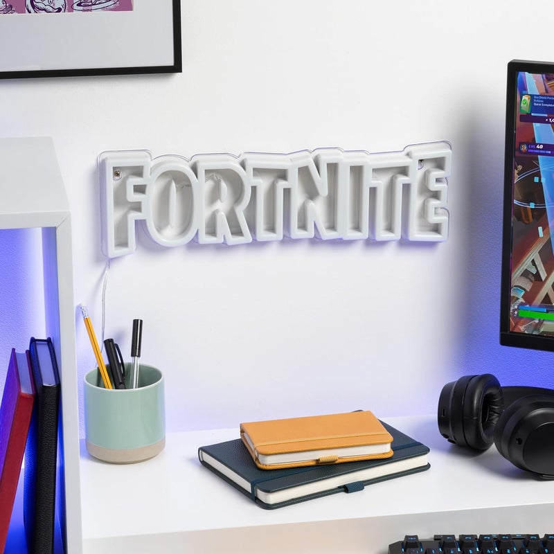 Paladone ضوء LED نيون على شكل شعار فورتنايت، مصباح ألعاب مرخص رسميًا مع سلك طاقة لتزيين المنزل، غرفة النوم، مساحة المعيشة، هدية للأولاد - Image 4